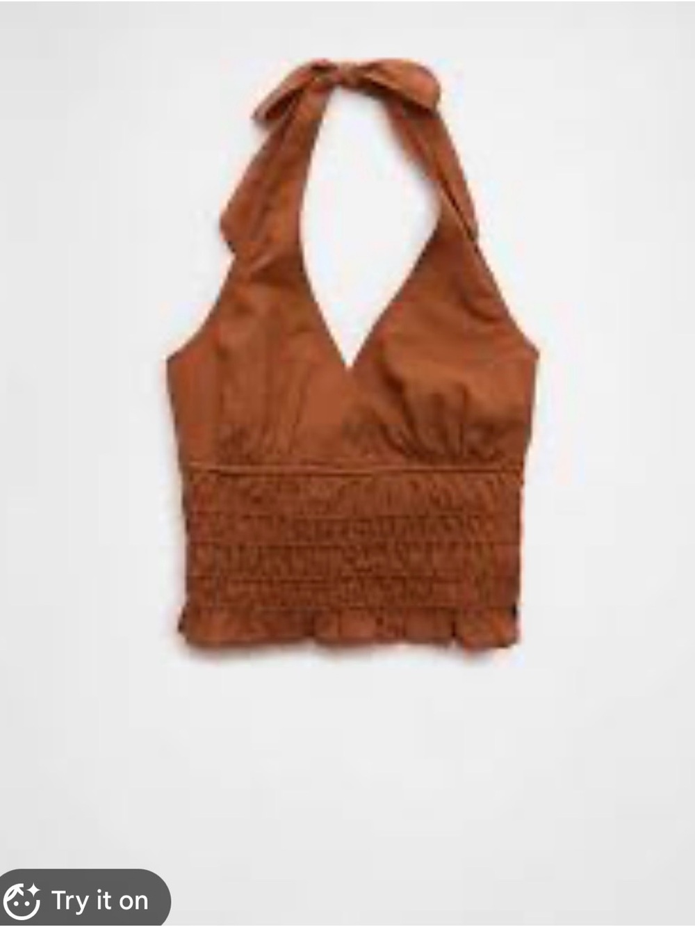 American Eagle Outfitters Rust Brown Halter Smocked Crop Top